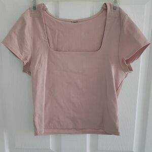 Target Blush Square-Neck Short Sleeve Crop Top